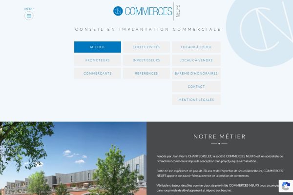 Capture du site Commerces Neufs