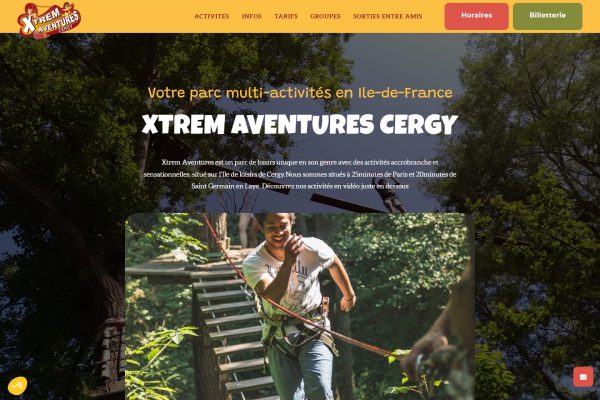 Capture du site Xtrem Aventures Cergy